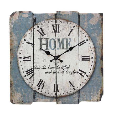 Rustikální nástěnné hodiny s nápisem Home