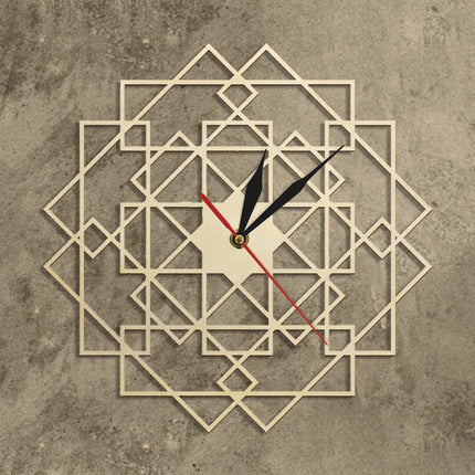 Geometrické dřevěné hodiny s prořezy