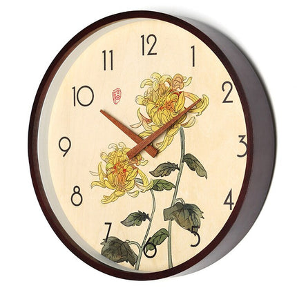 Dřevěné hodiny s malbou bambusu Asie