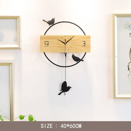 Minimalistické hodiny na zeď s ptáčky