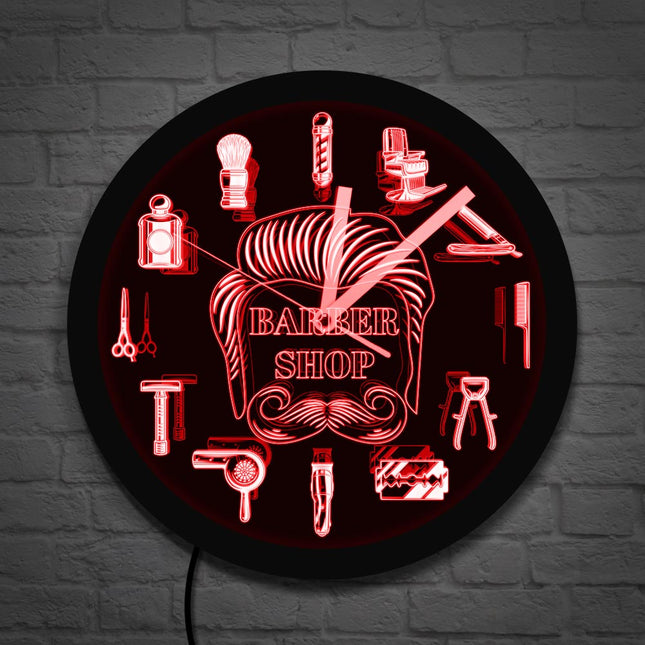 Nástěnné LED hodiny pro holičství
