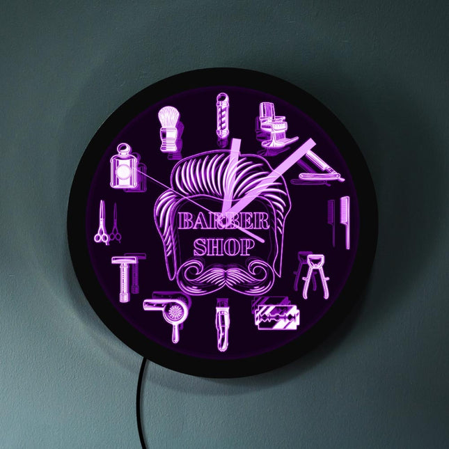 Nástěnné LED hodiny pro holičství