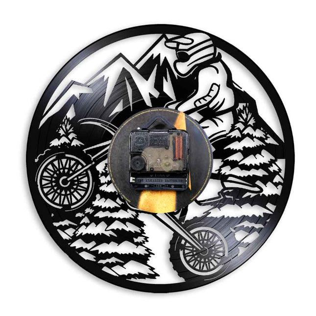 Vinylové hodiny na zeď motokros hory