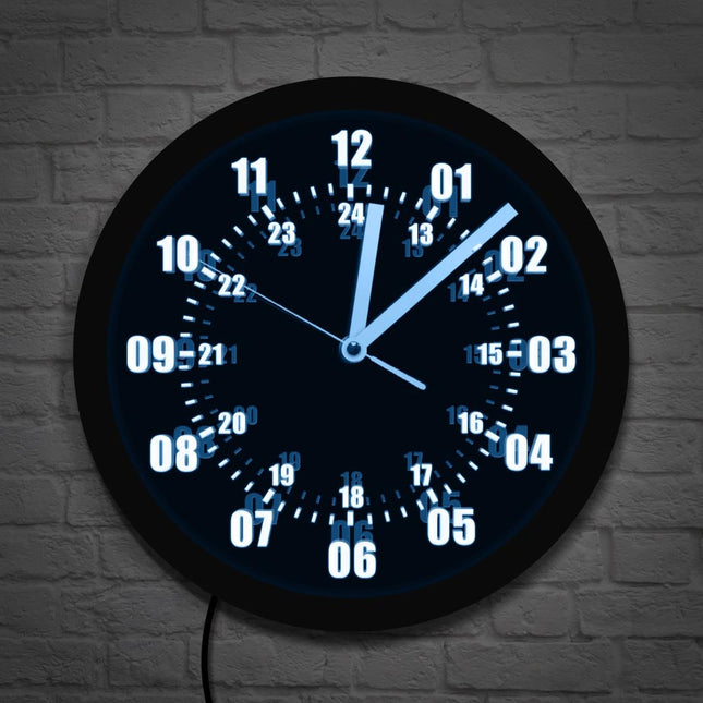 Vojenské nástěnné LED hodiny 24h ciferník