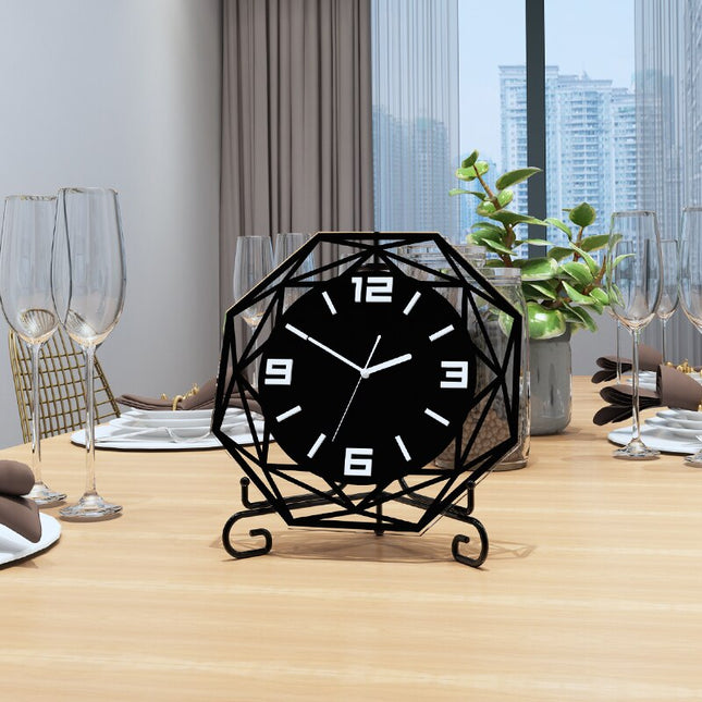 Designové kovové stolní hodiny geometrický tvar