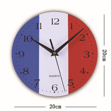 Kulaté dřevěné hodiny francouzská vlajka