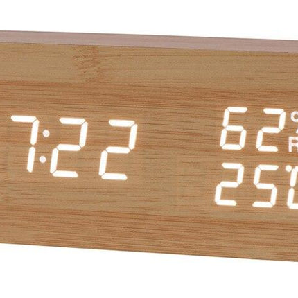 Dřevěné digitální hodiny s teploměrem budík