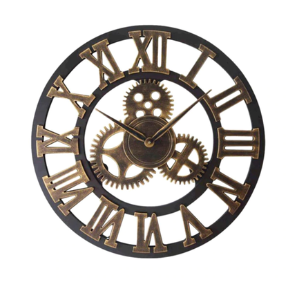 Bronzové industriální hodiny s ozubenými koly