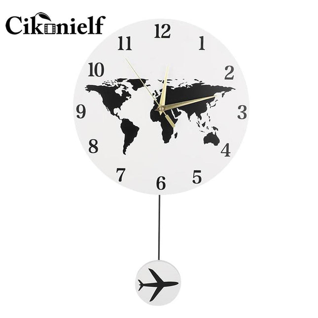 Nástěnné hodiny mapa světa s kyvadlem
