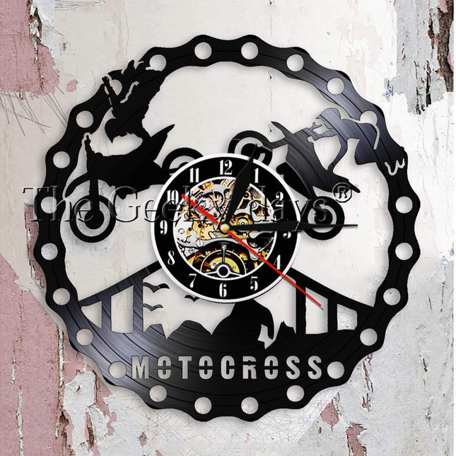 Nástěnné hodiny motiv motokros vinylová deska