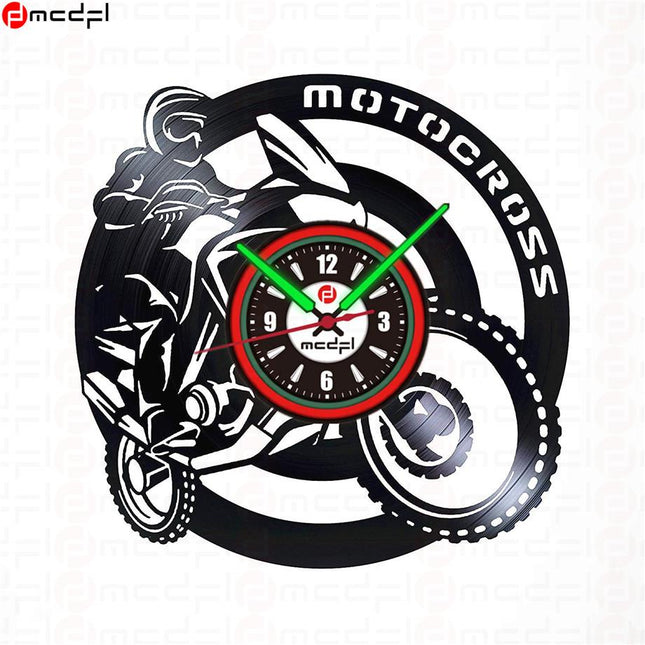 Nástěnné hodiny motokros červené a zelené