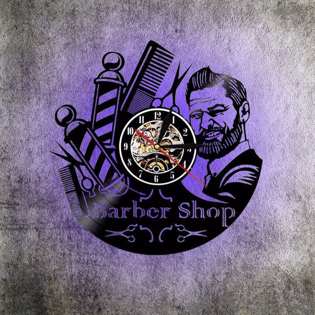 Vinylové hodiny pro holiče Barber Shop