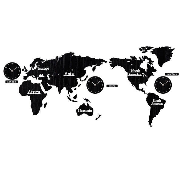 Dřevěné nástěnné hodiny mapa světa