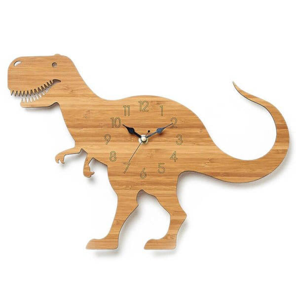 Dětské dřevěné hodiny ve tvaru dinosaura