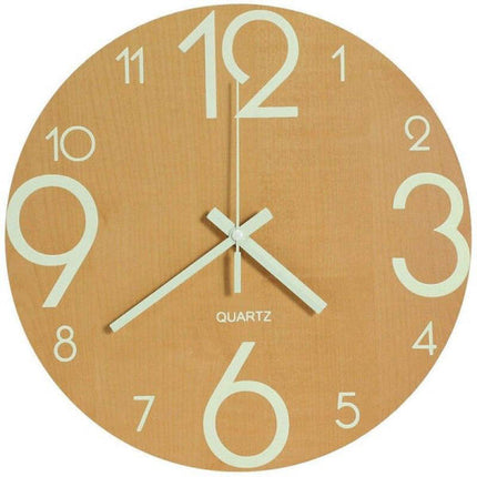 Žluté dřevěné nástěnné hodiny Quartz