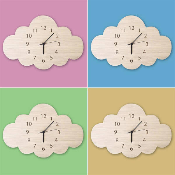 Dětské dřevěné hodiny ve tvaru mraku