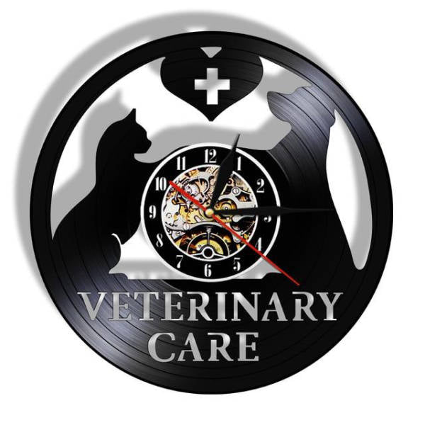 Vinylové hodiny pro veterináře kočka pes
