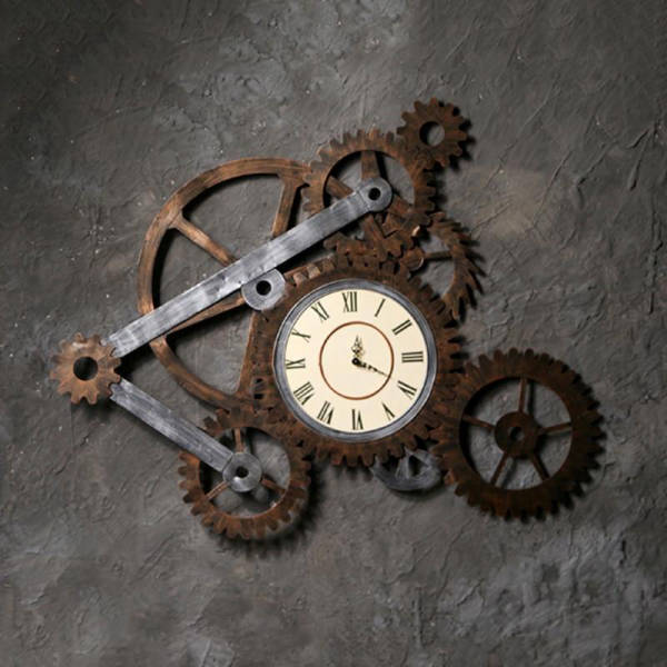 Steampunk nástěnné hodiny s mechanismem