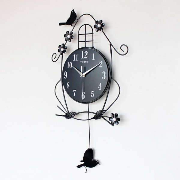 Kyvadlové hodiny s ptáčky design klec