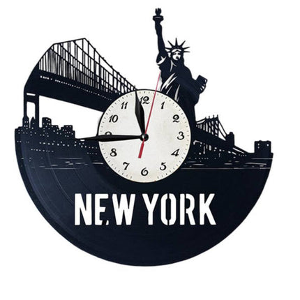 Vinylové hodiny silueta města New York