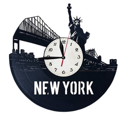 Vinylové hodiny silueta města New York