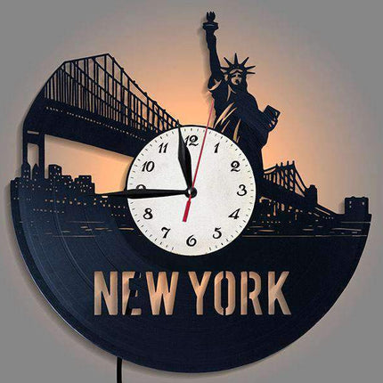 Svítící vinylové hodiny New York City