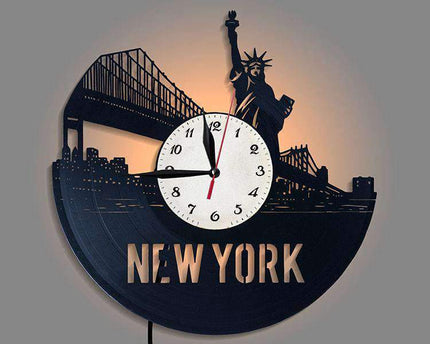 Svítící vinylové hodiny New York City