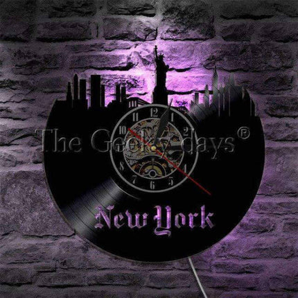 Vinylové nástěnné hodiny New York skyline