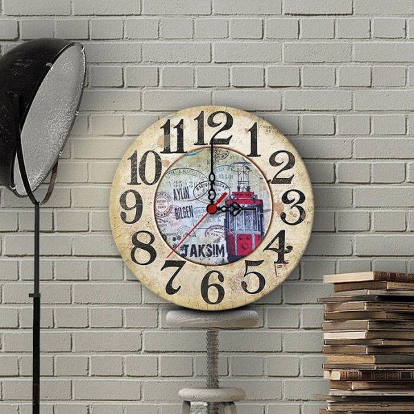Dřevěné vintage hodiny 30 cm Taksim