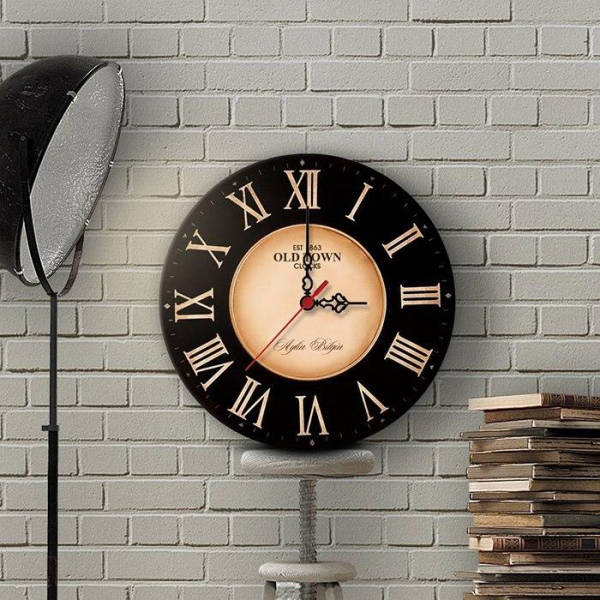 Černo-zlaté elegantní vintage nástěnné hodiny