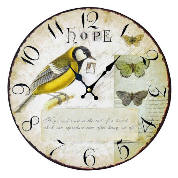Dekorativní vintage hodiny s motivem ptáčka