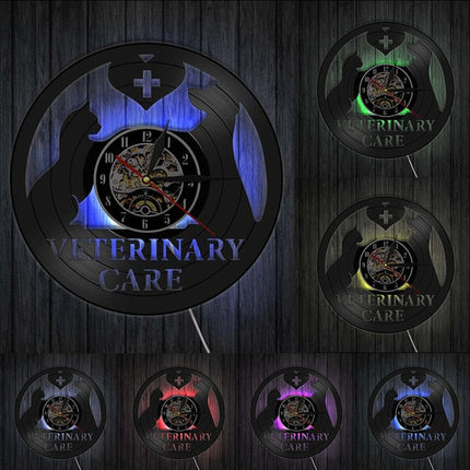 Vinylové hodiny pro veterináře kočka pes
