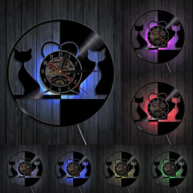 Designové vinylové hodiny na zeď kočky