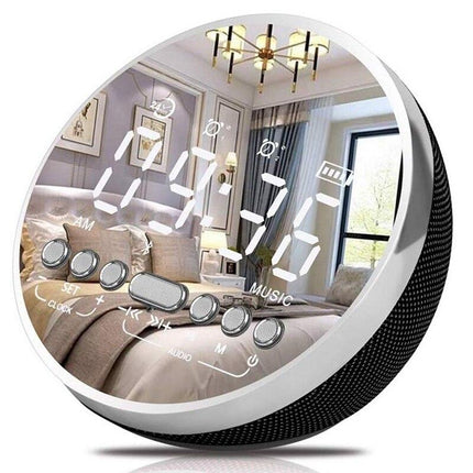 Kulatý digitální budík se zrcadlem